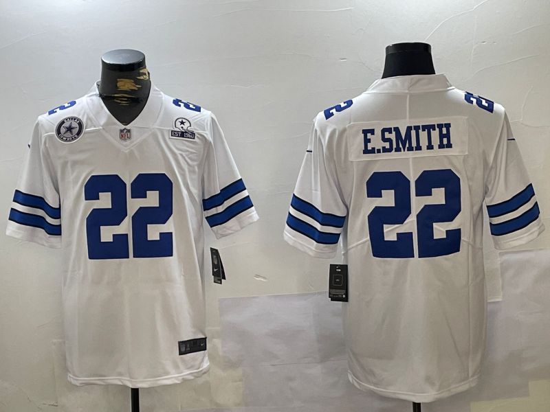 Men Dallas Cowboys 22 E.Smith White 2024 Nike Vapor Limited NFL Jersey style 1